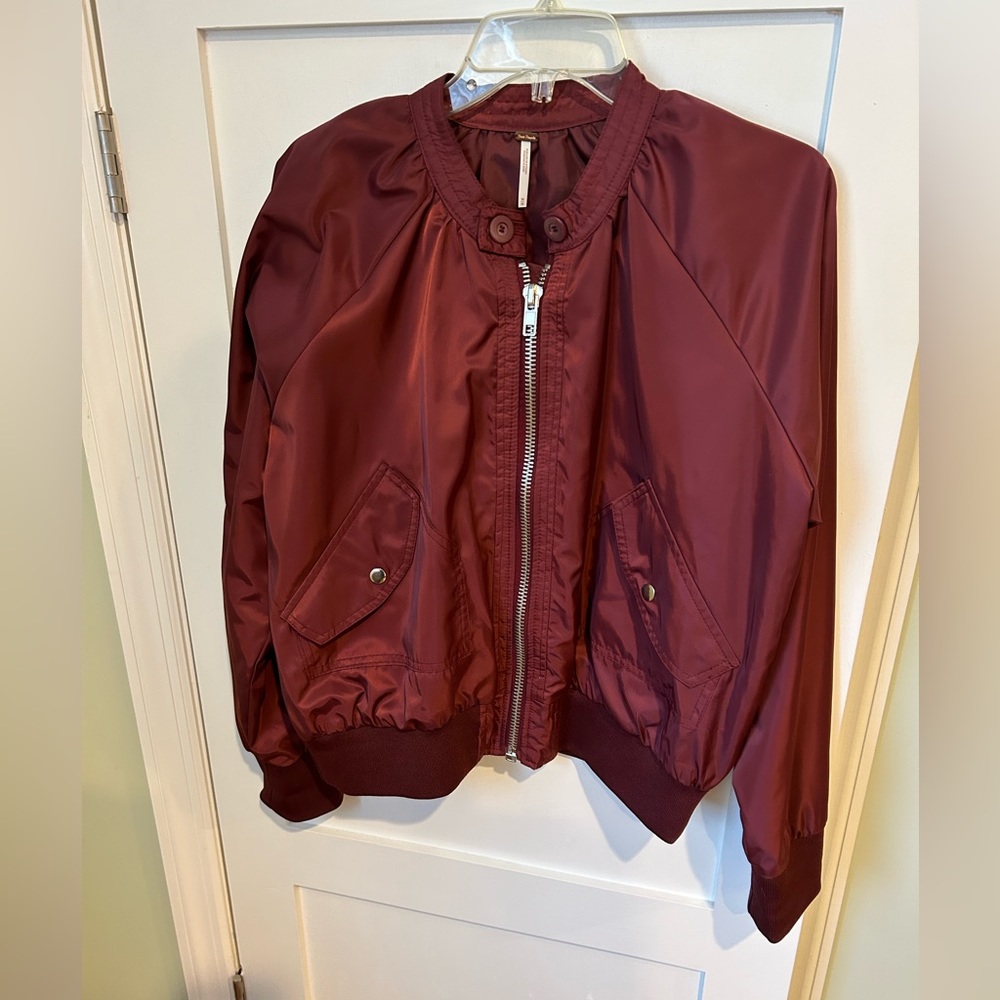 Free People Midnight Satin Bomber Jacket - Picture 3 of 5